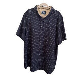 Craft + Flow Navy With Palm Trees Short Sleeve Button Down Shirt, Size 2XL